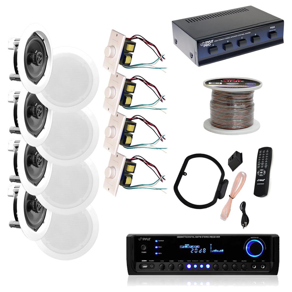 Details About New Pyle Kthsp590 4 150w 5 25 In Wall Ceiling Speakers 300w Receiver W Wires