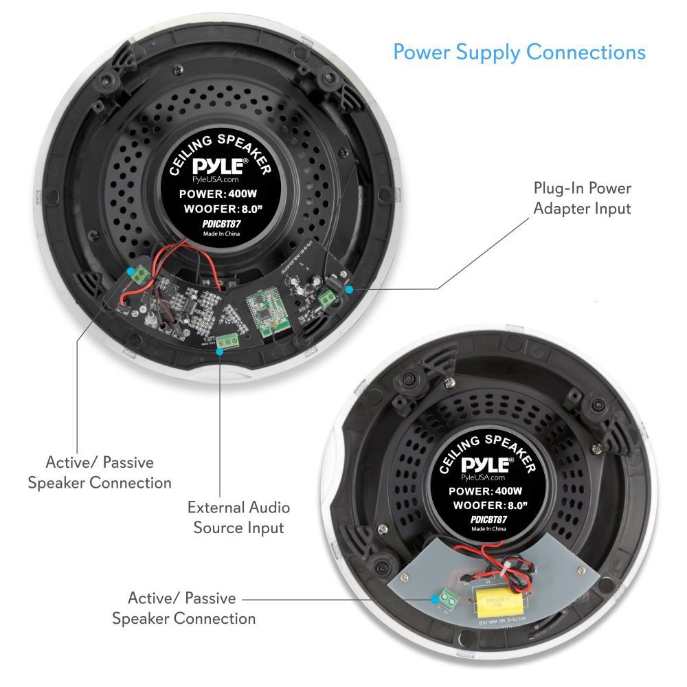 Pyle Pdicbt87 Dual 8 Bluetooth Ceiling Wall 2 Flush Mount Way Dual 8 0 Bluetooth Ceiling Wall Speaker Kit 2 Flush Mount Way Speakers 400 Watt