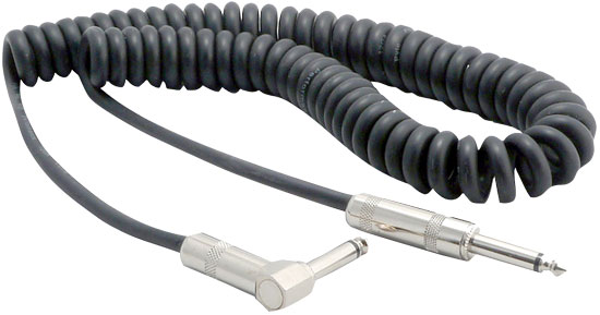 Coiled 12Ft 1/4'' Male To 1/4'' Right Angle Male Guitar/Instrument/Speaker Phono Cable