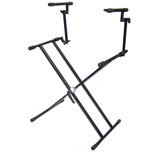 Two Tier Double X Braced Heavy-Duty DJ Coffin / Keyboard Stand