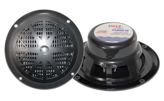 120 Watts 6.5'' Dual Cone Black Marine Speakers