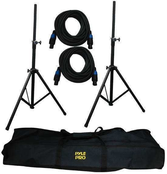 Heavy-Duty Aluminum Anodizing Dual Speaker Stand & 21FT Speakon Cable Kit