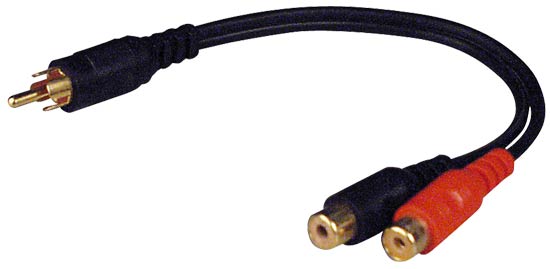 1 Male to 2 Female RCA Adaptor